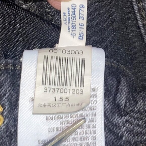 American Eagle Black Distressed Jeans Men's 28x30 Extreme Flex Skinny - Picture 3 of 12